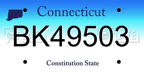 BK49503 Connecticut License Plate