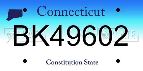 BK49602 Connecticut License Plate