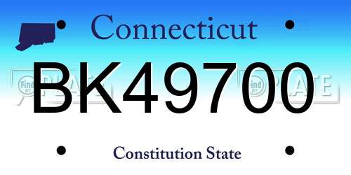 BK49700 Connecticut License Plate