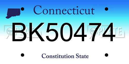 BK50474 Connecticut License Plate