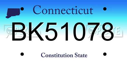 BK51078 Connecticut License Plate