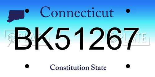 BK51267 Connecticut License Plate