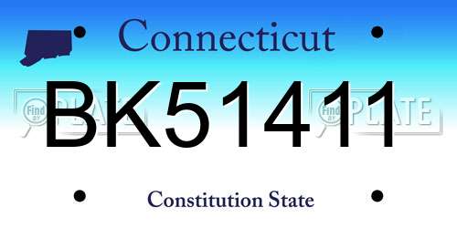 BK51411 Connecticut License Plate