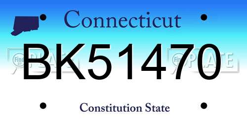 BK51470 Connecticut License Plate