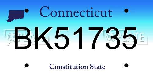 BK51735 Connecticut License Plate