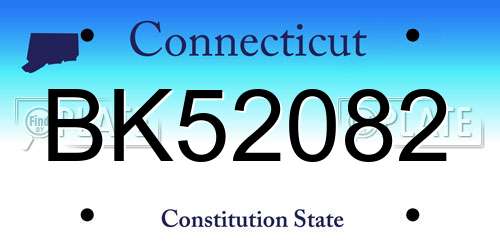 BK52082 Connecticut License Plate