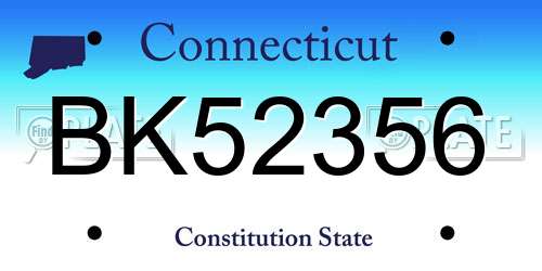 BK52356 Connecticut License Plate