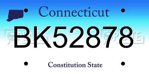 BK52878 Connecticut License Plate