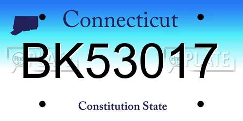 BK53017 Connecticut License Plate