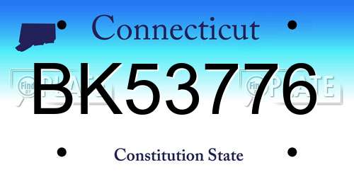 BK53776 Connecticut License Plate