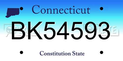 BK54593 Connecticut License Plate