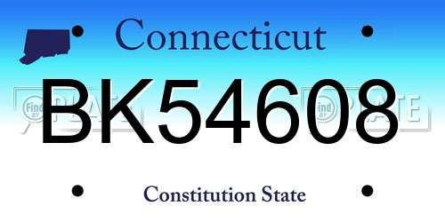 BK54608 Connecticut License Plate