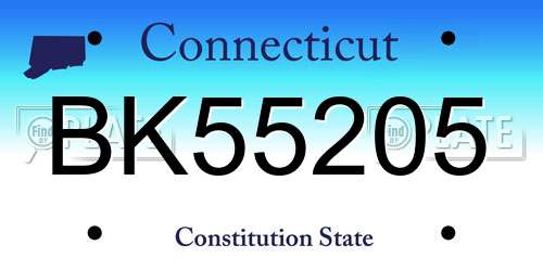 BK55205 Connecticut License Plate