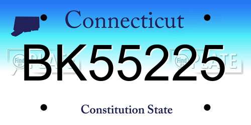 BK55225 Connecticut License Plate