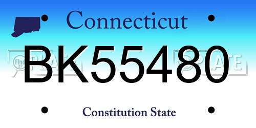 BK55480 Connecticut License Plate
