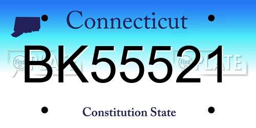BK55521 Connecticut License Plate