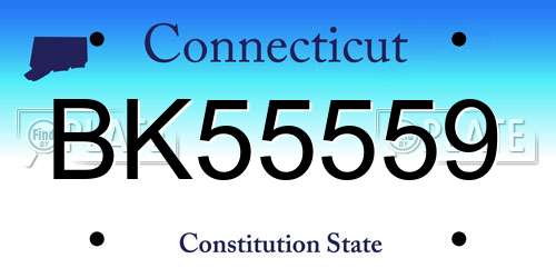 BK55559 Connecticut License Plate