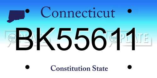 BK55611 Connecticut License Plate