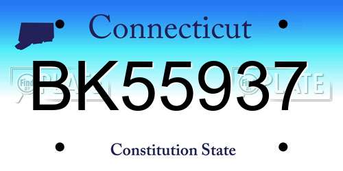 BK55937 Connecticut License Plate