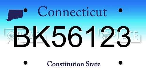 BK56123 Connecticut License Plate