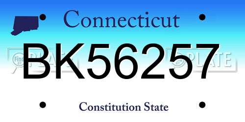 BK56257 Connecticut License Plate
