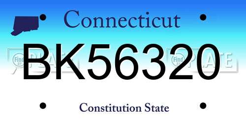 BK56320 Connecticut License Plate