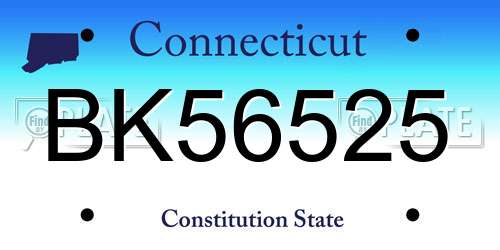 BK56525 Connecticut License Plate