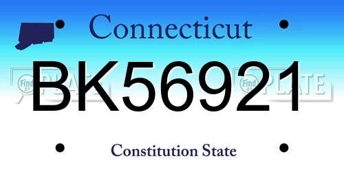 BK56921 Connecticut License Plate