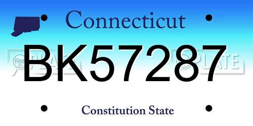 BK57287 Connecticut License Plate