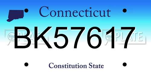 BK57617 Connecticut License Plate