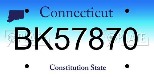 BK57870 Connecticut License Plate