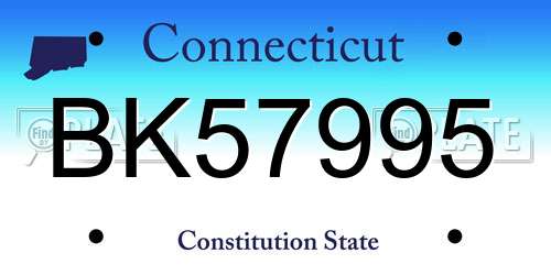 BK57995 Connecticut License Plate