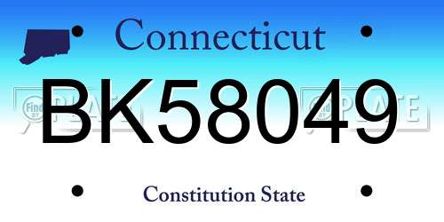 BK58049 Connecticut License Plate