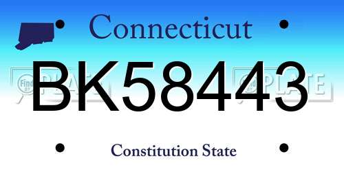 BK58443 Connecticut License Plate
