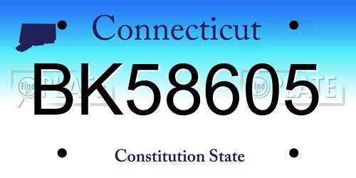BK58605 Connecticut License Plate