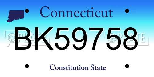 BK59758 Connecticut License Plate