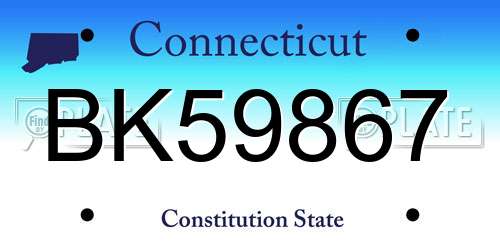 BK59867 Connecticut License Plate