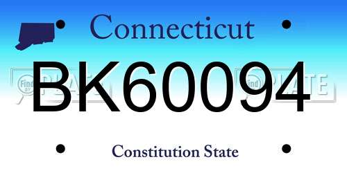 BK60094 Connecticut License Plate
