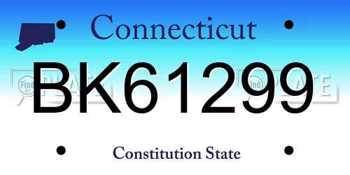 BK61299 Connecticut License Plate