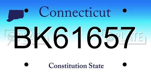 BK61657 Connecticut License Plate