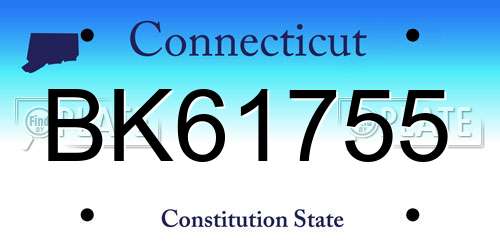 BK61755 Connecticut License Plate