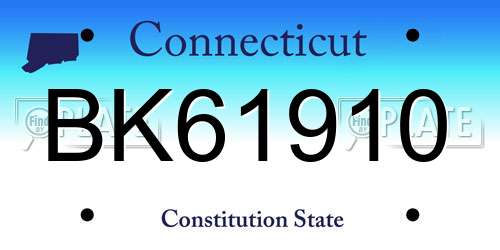 BK61910 Connecticut License Plate