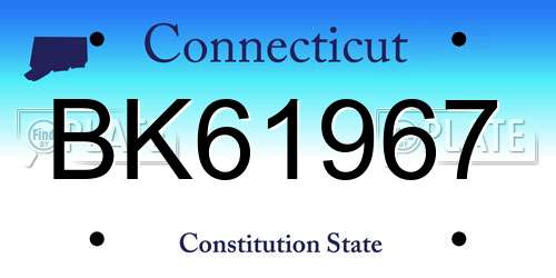 BK61967 Connecticut License Plate