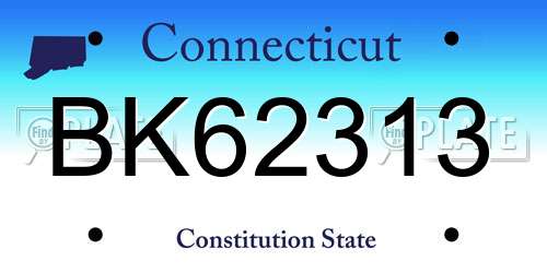 BK62313 Connecticut License Plate