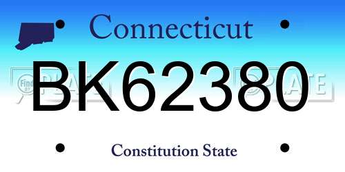 BK62380 Connecticut License Plate