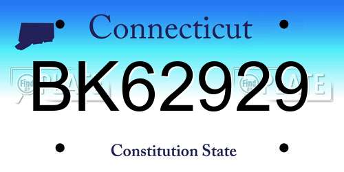 BK62929 Connecticut License Plate