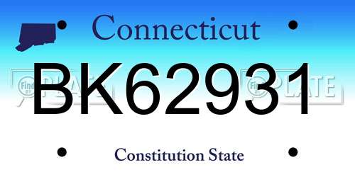 BK62931 Connecticut License Plate