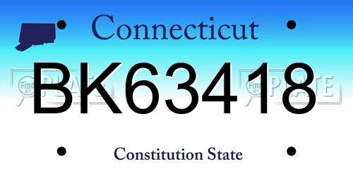 BK63418 Connecticut License Plate