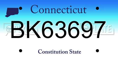 BK63697 Connecticut License Plate