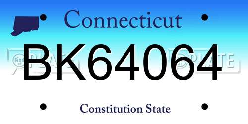BK64064 Connecticut License Plate